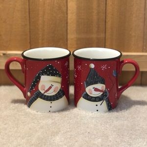 TWO Holiday Snowman Mugs